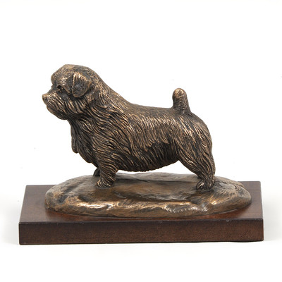 Norfolk Terrier Dog Bust Statue On Wooden Base Uk Ebay