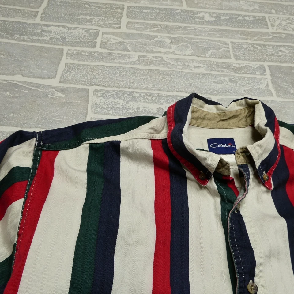 Camisa Catalina DE COLECCIÓN Adulto LT Grande Alta Rayas Algodón Abotonada Náutica Hombres Foto 4 de 4