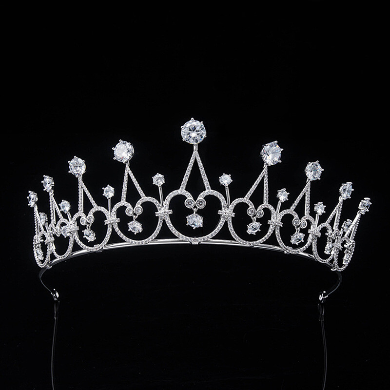 Luxury Cubic Zirconia Tiara Crown Headpiece for Weddings Prom Pageants Amazon.com: Round Zircon Crown for Women Crystal Princess  main image 2