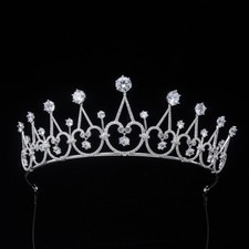 Luxury All CZ Cubic Zirconia Queen Wedding Princess Prom Tiara Crown For Women