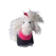 BATTAT White Yorkie Shaggy Plush Dog with Denim Pink Vest and Red Bow 10 Inch