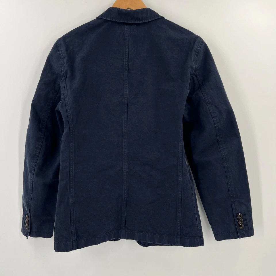 Wallace & Barnes Heritage Workwear Chore Blazer 36S Navy Cotton Linen Jacket - Image 2 of 4