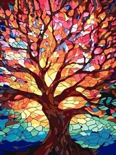 Tree of Life Colorful Abstract Acrylic Painting Kits DIY 16"x20" brown