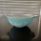 Vintage PYREX Turquoise AMISH BUTTERPRINT 4 QT Cinderella Mixing Bowl #444