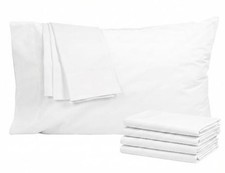 Pillow Cases 100% Cotton Percale Standard 4 Piece Standard/Queen 20"x30" White