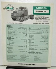 1965 Mack Truck Model U 607T Specification Sh...