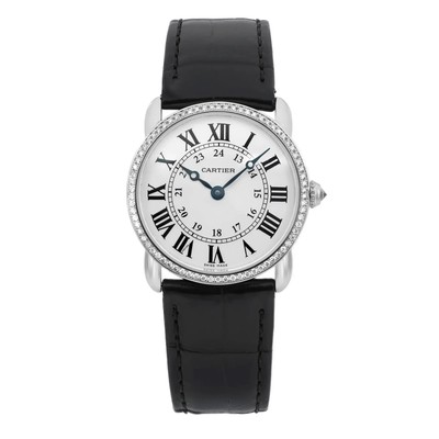 Cartier Ronde Louis 29mm 18K White Gold Diamond White Dial Ladies Watch 2887
