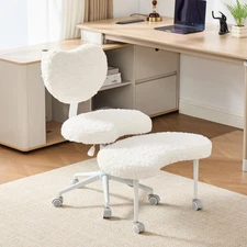 Beige Cross-Legged Chair with Wheels, Adjustable Design, Memory Foam Comfort &