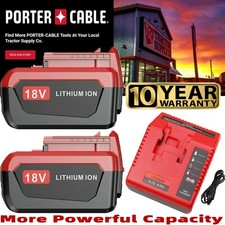 2Pack 18 Volt 8.0Ah Battery for Porter Cable 18V PC18BLX PC18BL OR Charger