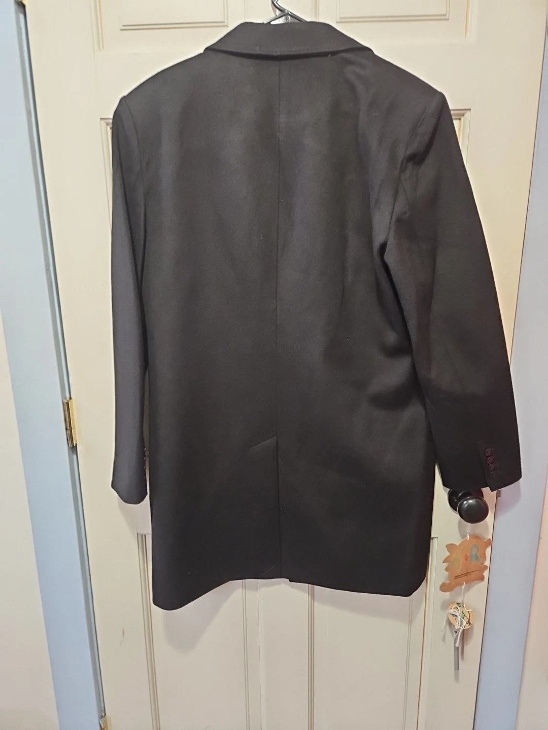 JF J.Ferrar Mens Topcoat Large Black Wool $220 Retail - product detail image 18
