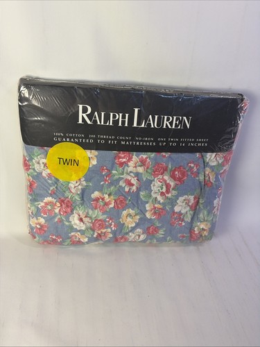 De Colección Ralph Lauren Hope Azul Floral DOBLE AJUSTE Sábana Polo Jugador HECHO EN EE. UU. Nuevo - Imagen 2 de 10