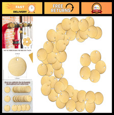 50 Pcs Gold Brass Tags - 1.25" Round Blank Metal Stamping for Pets, Plants, Door
