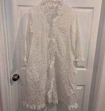 Vtg Miss Elaine White Eyelet Cotton Robe Housecoat Night Shirt Nightgown Cottage
