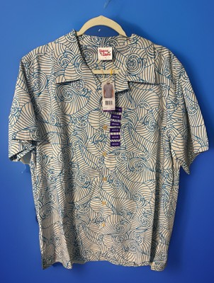 Barefoot In Paradise Hawaiian Shirt Rolling Waves Cotton Men s Size M
