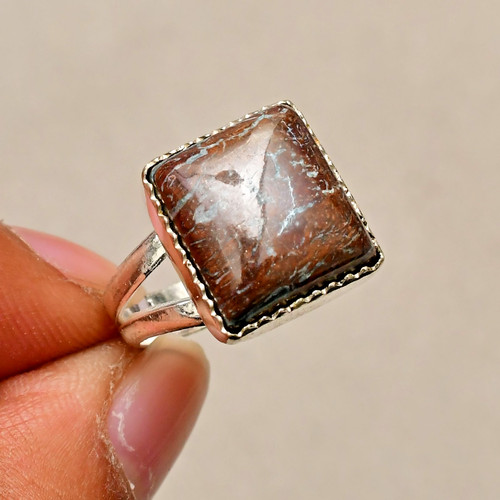 Coffee Bean jasper Gemstone Handmade 925 Sterling Silver Jewelry Ring Size 7.5