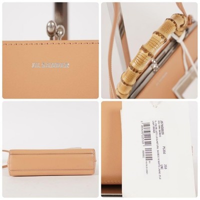 Jil Sander Goji Bamboo Leather Beige 2Way Shoulder Handbag Tag