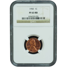 1950 Lincoln Cent NGC PF63RB Reverse Side Jasperesque Toning! *JE