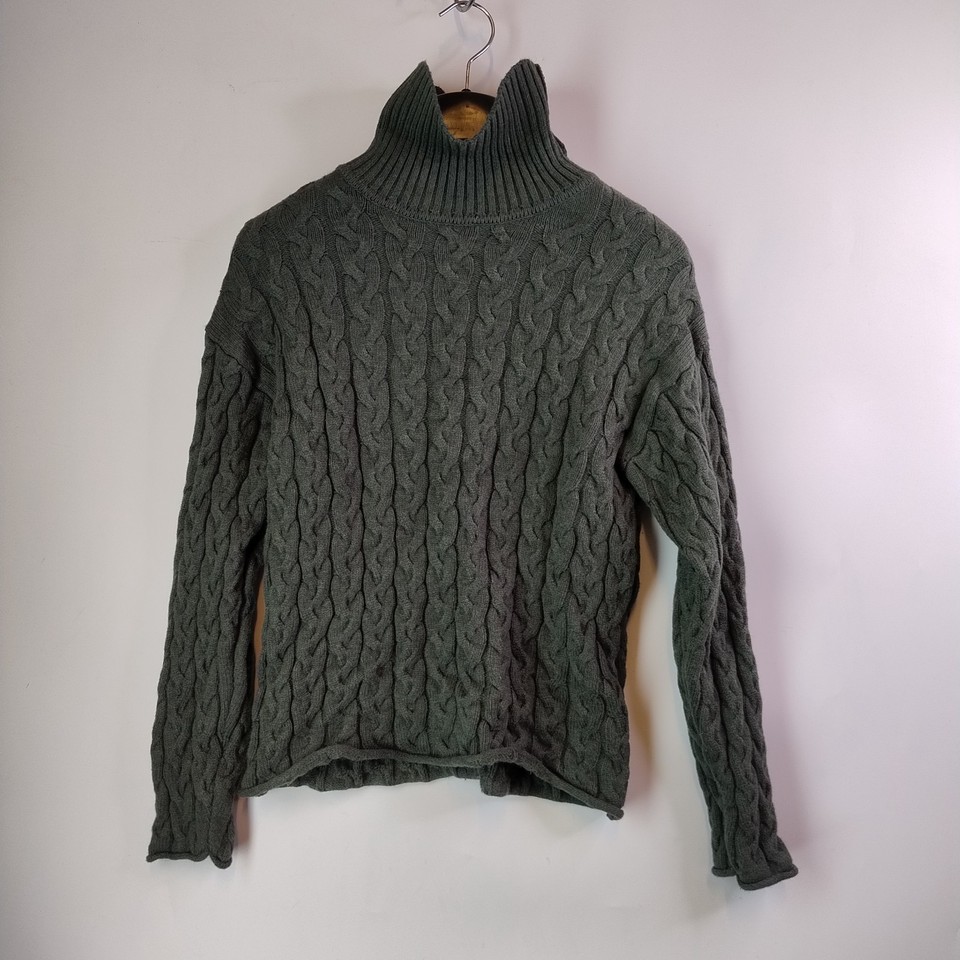 Target Turtleneck Sweater Womens XS Dark Grey Cable Knit Polyester Wool Winter