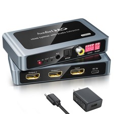4K@60Hz HDMI Splitter 1 in 2 Out 1x2 +3.5mm+Coaxial +Spdif, Gray 