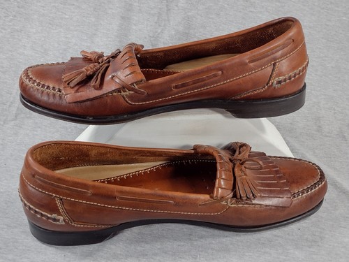 Johnston Murphy Passport FIC Cuseled Kilties Buty żeglarskie Męskie 15 B Brązowa skóra - Zdjęcie 2 z 15