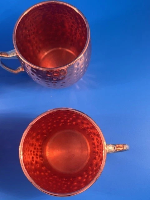 Juego de 4 tazas de cobre Moscow Mule - Cuerpo de cobre puro con asas de latón Foto 2 de 4