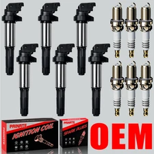 Brand 6X OEM Ignition Coil & Spark Plug For BMW 325i 328i 330i 530i X3 X5 UF522