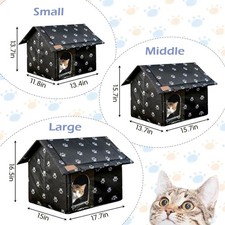 Stray Cats Shelter Cat Bed Weatherproof Foldable Cat House Warm Feral Pet Cave f