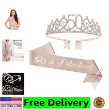 50th Birthday Crown  Sash Pearl Pin, 50th Birthday Decorations