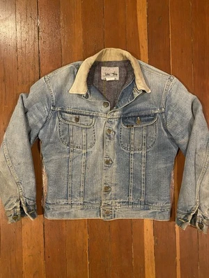 Vintage 70s Lee Storm Rider Denim Jacket 40 Lined USA Trucker Faded Medium - Image 1 of 4