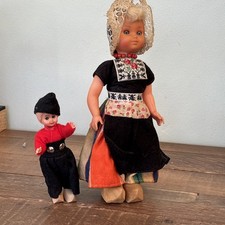 Vintage Boy/Girl Dutch Costume Dolls Open / Close Eyes & Wooden Clogs 0211 
