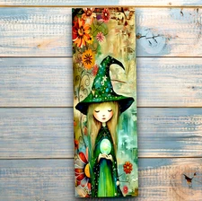 Whimsical Bookmark - Girl With Gazing Ball, 6x2 Bookish Gift For Book Readers