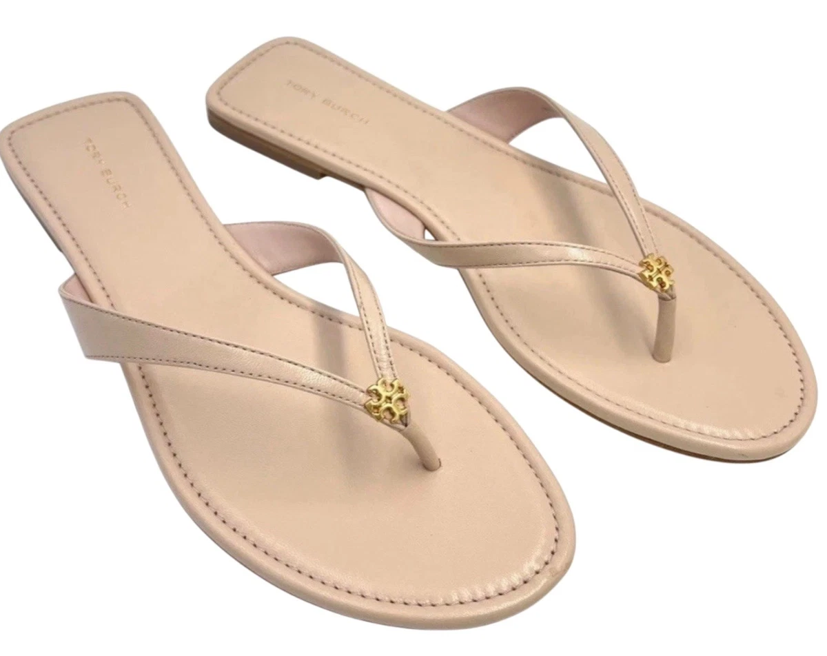 Tory Burch Logo Women's Flip Flop Upper Leather Sandals for sale
