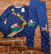 Mini Boden Girls Christmas Set Santa Reindeer Sled Sz 7/8 7 8 Nwt Shirt Glows