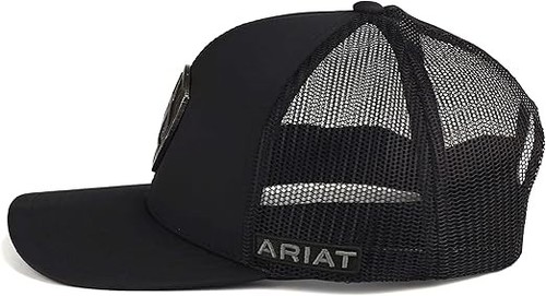 ARIAT Men's Metal Shield Cap, Snapback, Structured, Mesh Back, One Size ...