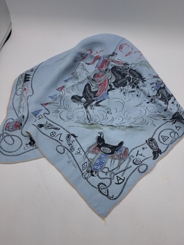 Vintage cowboy rodeo bucking horse western boots made in USA bandana 18x18"