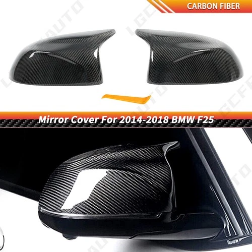 Real Carbon Fiber Side Mirror Cover Caps For BMW X5 F15 X4 F26 X3 F25 14-18