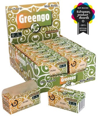 1 Box (24x) Greengo Slim Rolls 4m ungebleicht unbleached Cigarette Papers