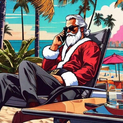 Weihnachtsdekoration Weihnachtsmann auf seinem Handy Gta Thema