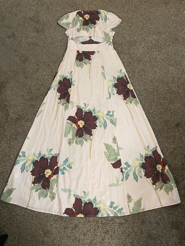 ASOS Light Pink Floral Open Back Cap Sleeve Maxi Dress US Size 6 NWT Bridesmaid - Picture 4 of 7