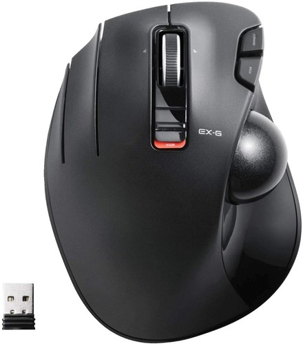 ELECOM mouse wireless receiver trackball 6 button for left hand black M-XT4DRBK - Picture 1 of 8