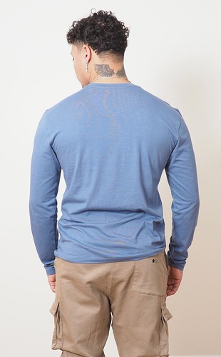Mens Long Sleeve Cotton T-Shirt Regular Fit Crew Neck or Henley Top Lounge Work - Picture 16 of 72