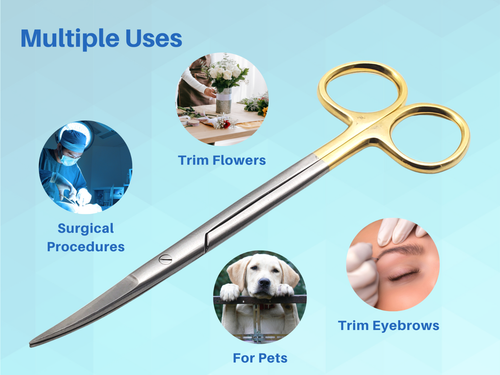 Scissors Surgical 5.5" Curved Gold Plated Handle Tungsten Carbide ARTMAN - Picture 5 of 9