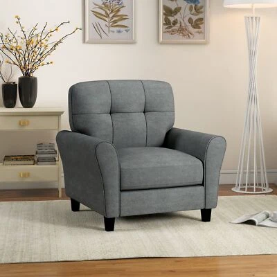 GAINOOM Tufted Upholstered Living Room Chair Reading Armchair w/ Removable Back Cushion