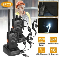 2 x Baofeng BF-888S Two-way Radio UHF Handheld Walkie Talkie 16 Channels+Earbuds