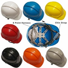 Premium Safety Helmet Helmets Hard Hat 8 Point Harness Chin Strap Builders Work