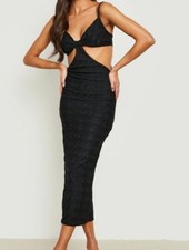 Woman's Textured Black Strappy Midaxi Dress Size 18  BNWT 