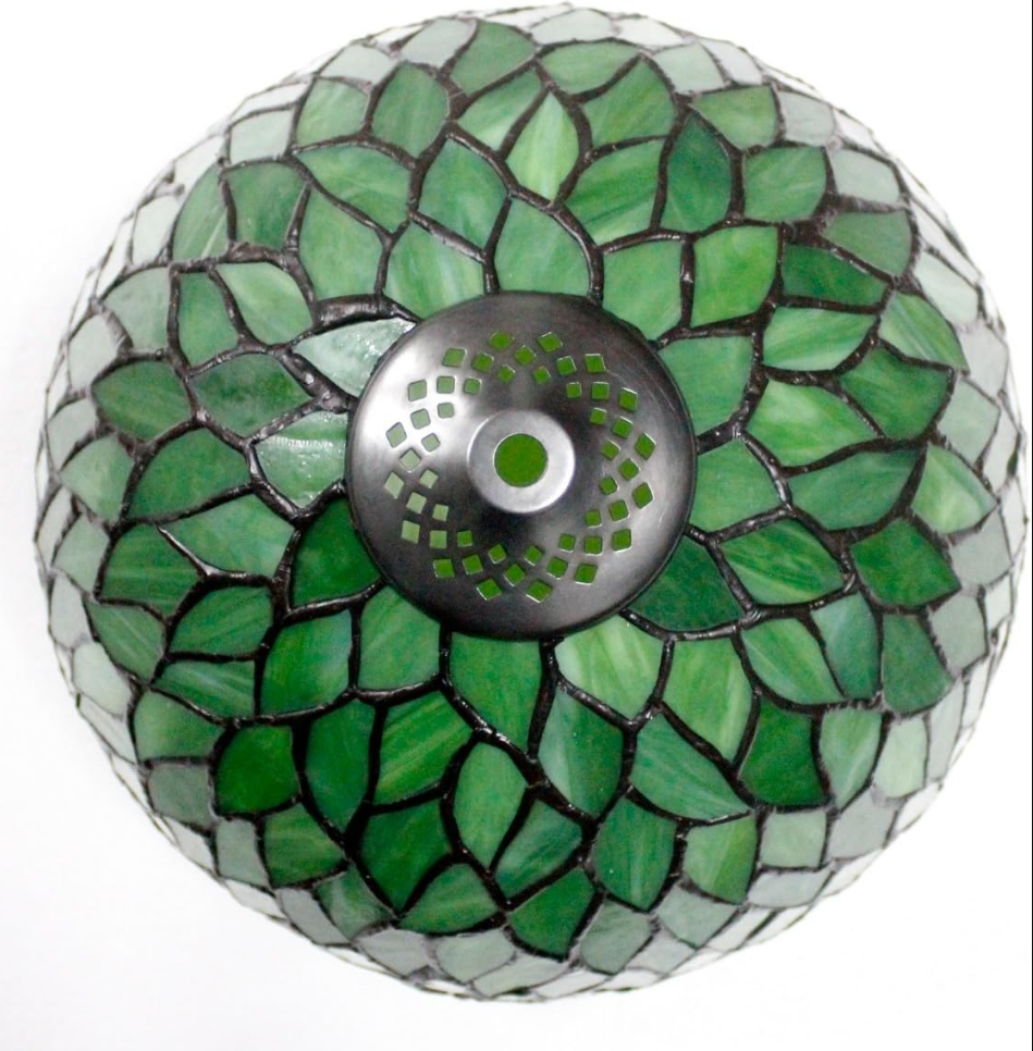 Tiffany Style Table Lamp Light Green Wisteria Stained Glass Lampshade