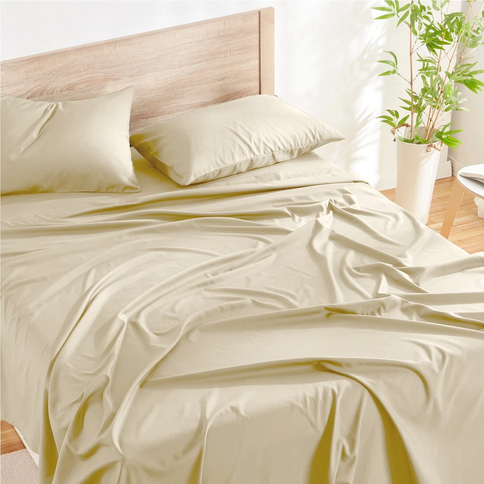 4 Pc Bamboo Deep Pocket Fitted Sheet Set, Lightweight & Breathable Bed Sheet Set - Image 3 of 4