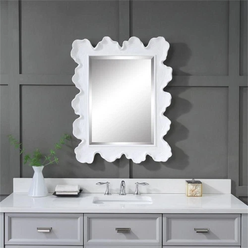 Uttermost Sea Coral Coastal Glass and Resin Mirror in Matte White - Picture 3 of 12