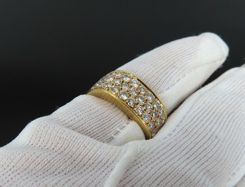 Vintage 1.50ct Diamond & 18K Yellow Gold 8.5mm Pave Ring Size 7.25 - Picture 8 of 9